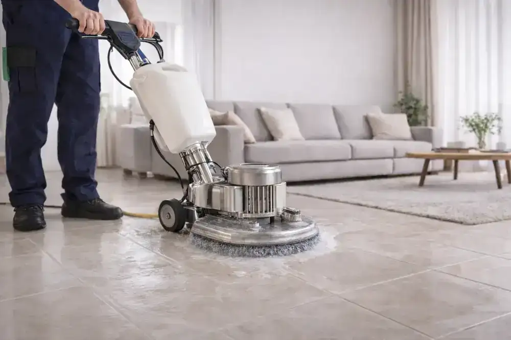 Profesjonalne czyszczenie posadzki gresowej maszyną szorującą – Gdynia